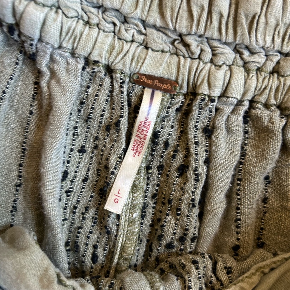 Free People Olive Green Wide Leg Boho Pants - Picture 3 of 7